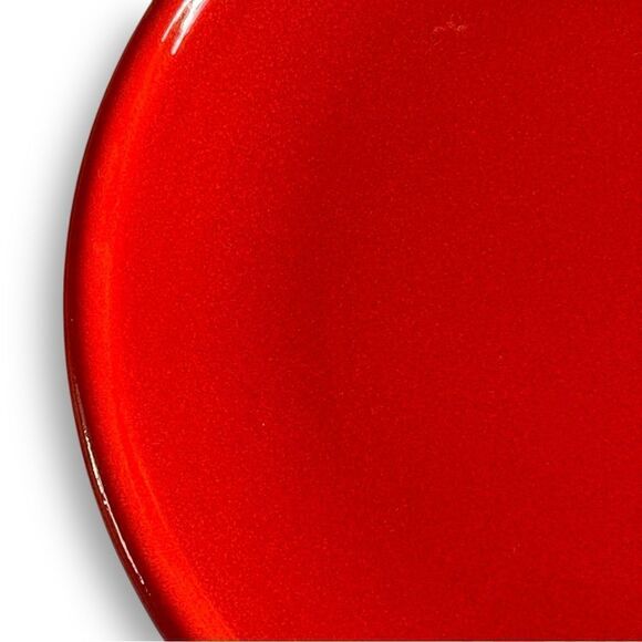 Vintage Bright Red Speckled Glaze 10” Stoneware Couple Dinner Plates - Picture 12 of 16